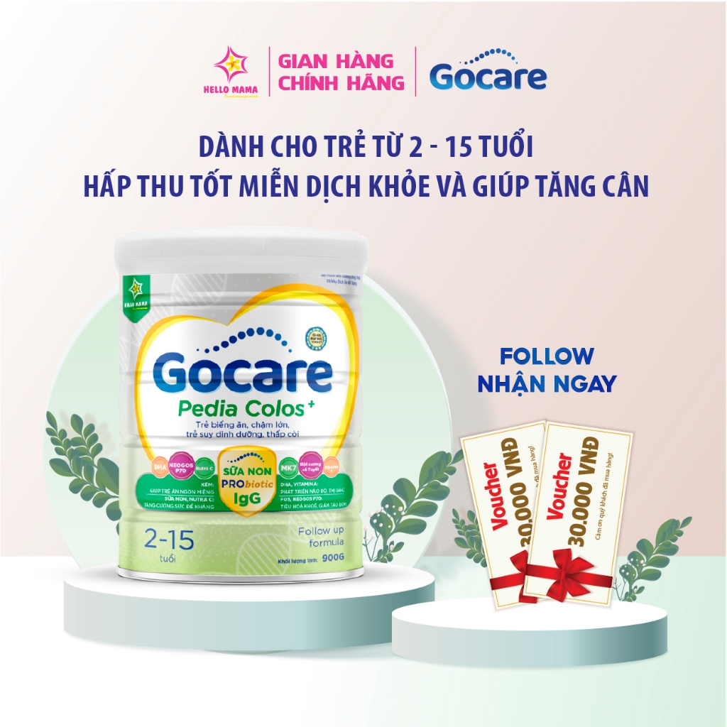 Sữa Gocare Pedia-Colos+ 2-15 tuổi cho trẻ Biếng Ăn Chậm lớn 900G/HỘP