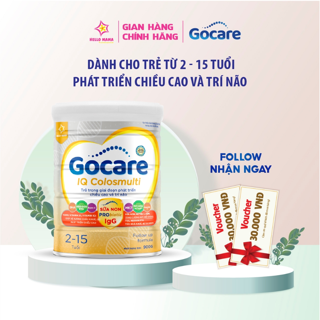 Sữa Gocare IQ-Colosmulti 2-15 Tuổi phát triển Chiều cao và Trí Não 900G