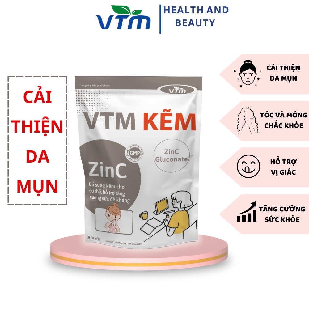 Viên uống VTM Kẽm bổ sung kẽm ZinC gói 30v