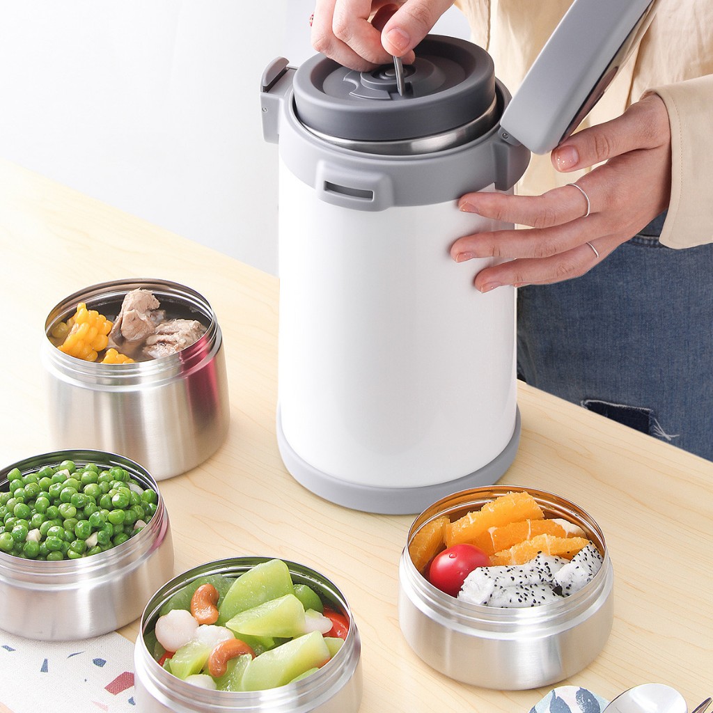 Bộ hộp cơm giữ nhiệt kèm muỗng nĩa Lock&Lock Easy Carry 2.0L LHC8039 | BigBuy360 - bigbuy360.vn