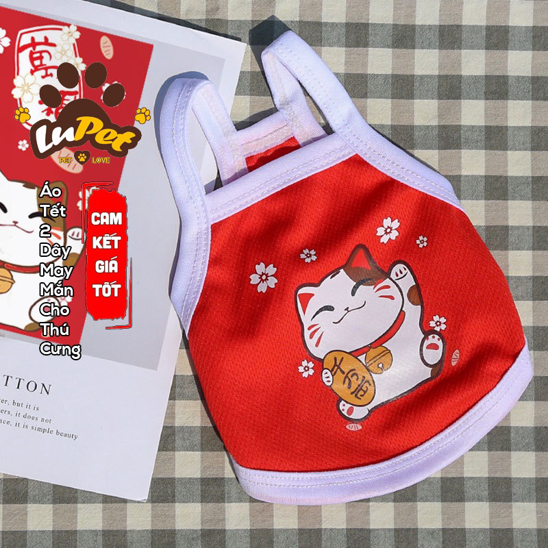 Áo Tết Chó Mèo, Áo Tết 2 Dây Cho Chó Mèo, Áo Tết Thú Cưng