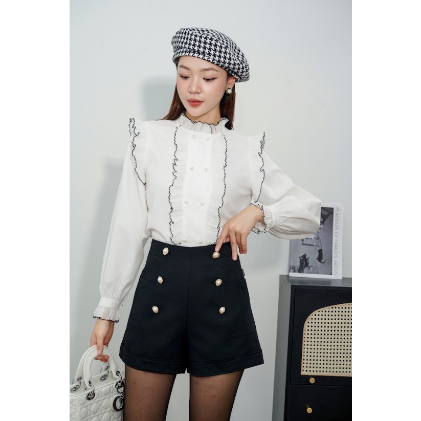 Quần Đùi Nữ 𝐂𝐂𝐇𝐀𝐓 2 Hàng Khuy Túi Sườn Chất Lyden Cao Cấp 13ONZ2022AT