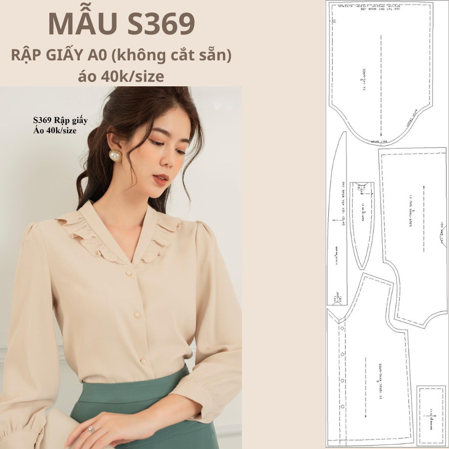 RẬP GIẤY A0 ÁO SƠ MI NỮ MÃ S369