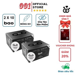 Combo 2 hộp bao cao su 001 Feeling Ultrathin, bcs siêu mỏng, bcs nhiều gel bôi trơn gốc nước, size 52mm - 001STORE