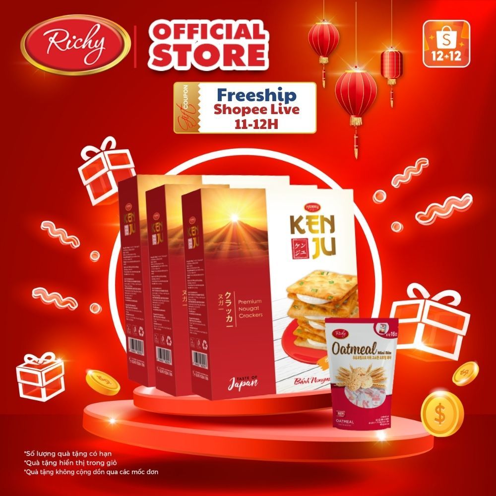 Combo 3 Hộp Bánh Richy KENJU Kem Dẻo 279g
