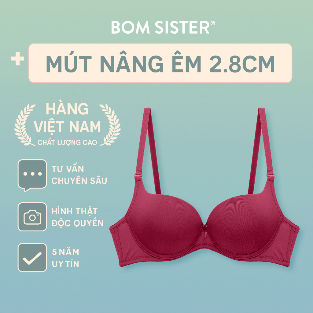 [Sale 99K Áo Đỏ Giáng Sinh] Áo lót mút vừa có gọng thun lạnh màu trơn nâng ngực tự nhiên BOM SISTER MU1005