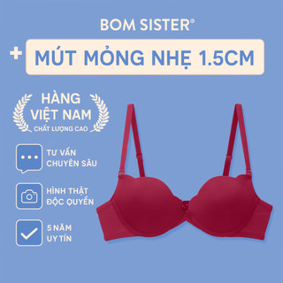Áo ngực có gọng, áo lót nữ mút mỏng thun lạnh, áo màu trơn đính nơ dễ thương nâng ngực tự nhiên BOM SISTER MU1002