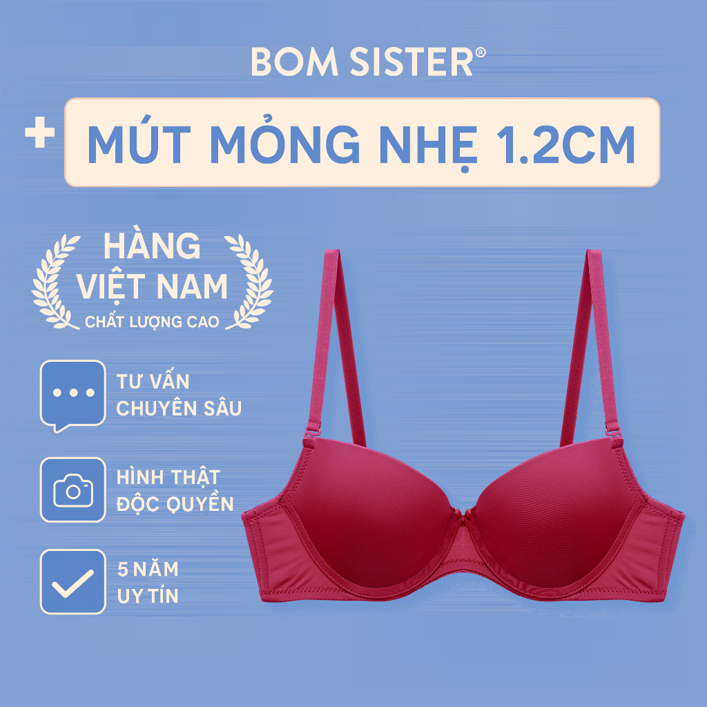 [Sale 99K Áo Đỏ Giáng Sinh] Áo lót mút mỏng có gọng thun lạnh màu trơn nâng ngực tự nhiên BOM SISTER MU1006