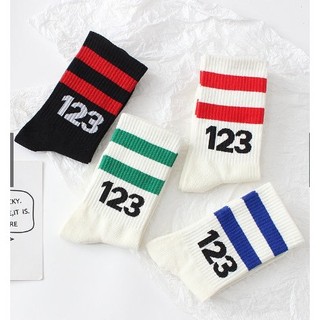 Set 10 đôi tất vớ cotton thể thao nam nữ cổ cao 123