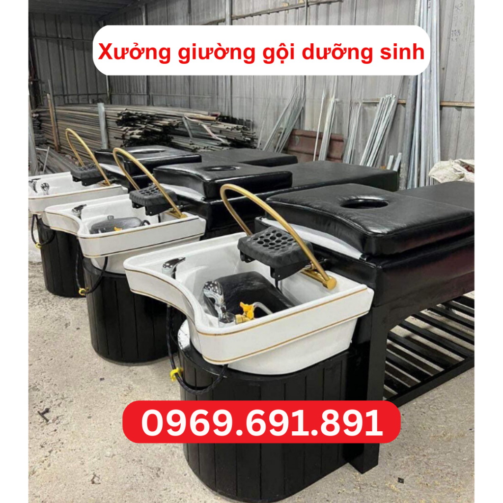 Giường gội đầu, Giường gội dưỡng sinh 2in1 - Khung gỗ thịt cao cấp, chắc chăn, kích thước chuẩn spa