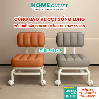 Ghế nail ghế đóng hàng làm việc bếp bánh xe di chuyển khung hợp kim phủ sơn tĩnh điện cao 25cm có tựa lưng đệm giảm mỏi
