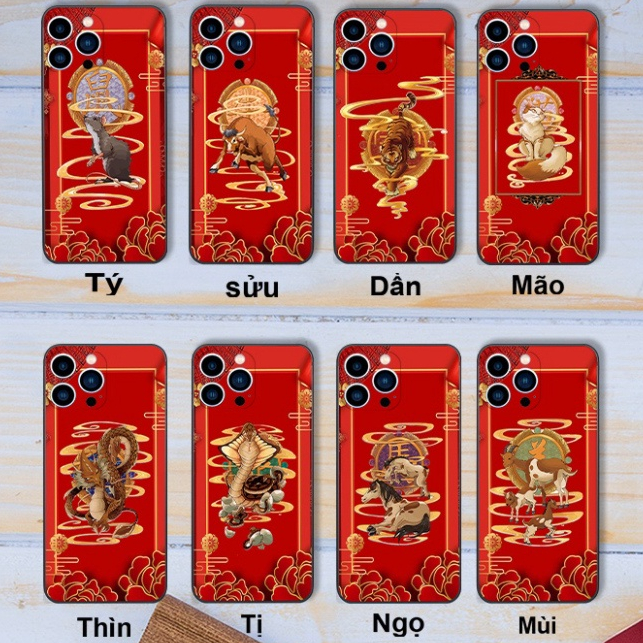 Ốp lưng 12 con giáp iphone 11/ 12/ 13 PRO/ PROMAX đỏ xuân Giáp Thìn 2024