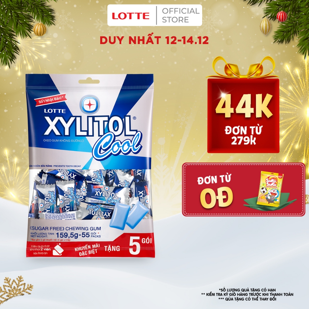 Kẹo gum không đường Lotte Xylitol Cool 159,5 g