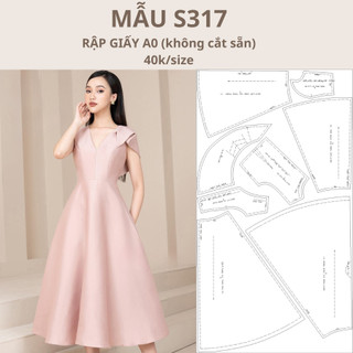 Rập giấy a0 váy xoè 2 lớp mã s317