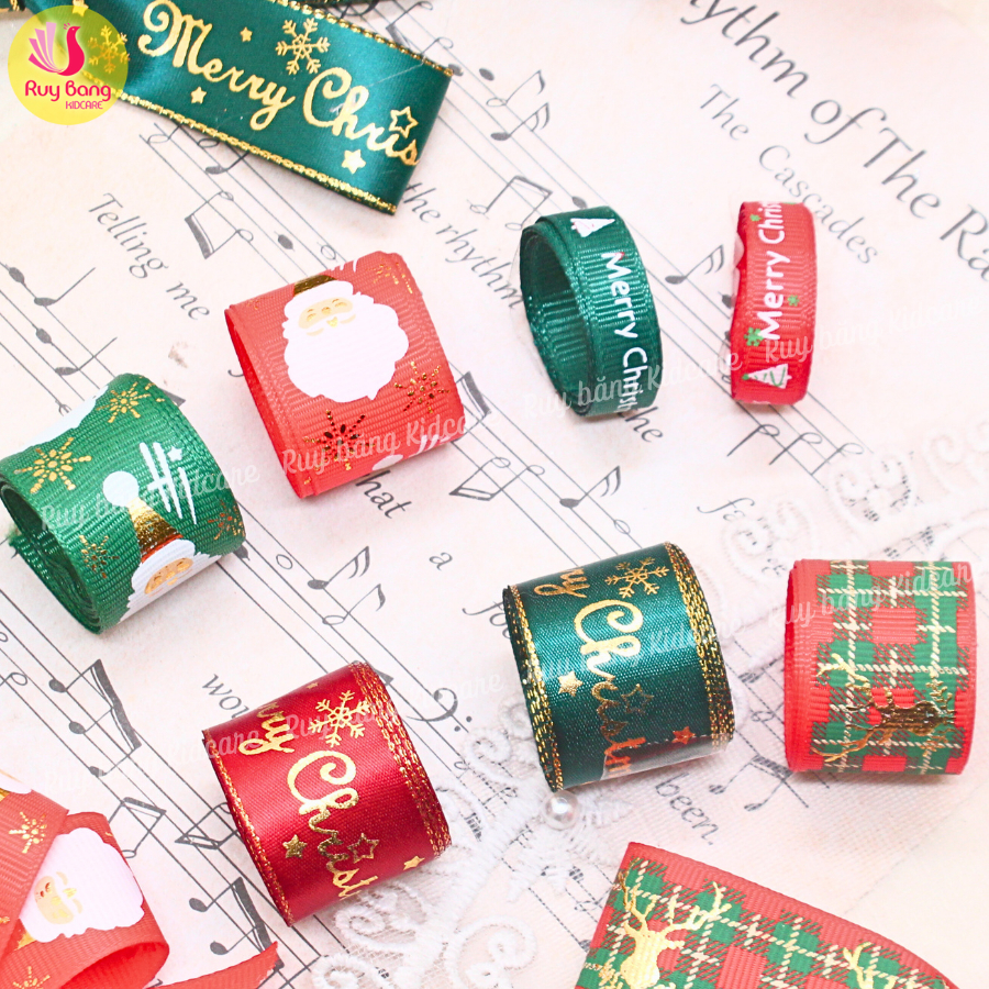 Ruy băng noel - dùng là nơ trang trí cây thông, dây buộc trang trí hộp quà noel, dây làm phụ kiện kẹp tóc