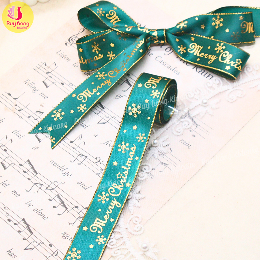 Ruy băng noel - dùng là nơ trang trí cây thông, dây buộc trang trí hộp quà noel, dây làm phụ kiện kẹp tóc