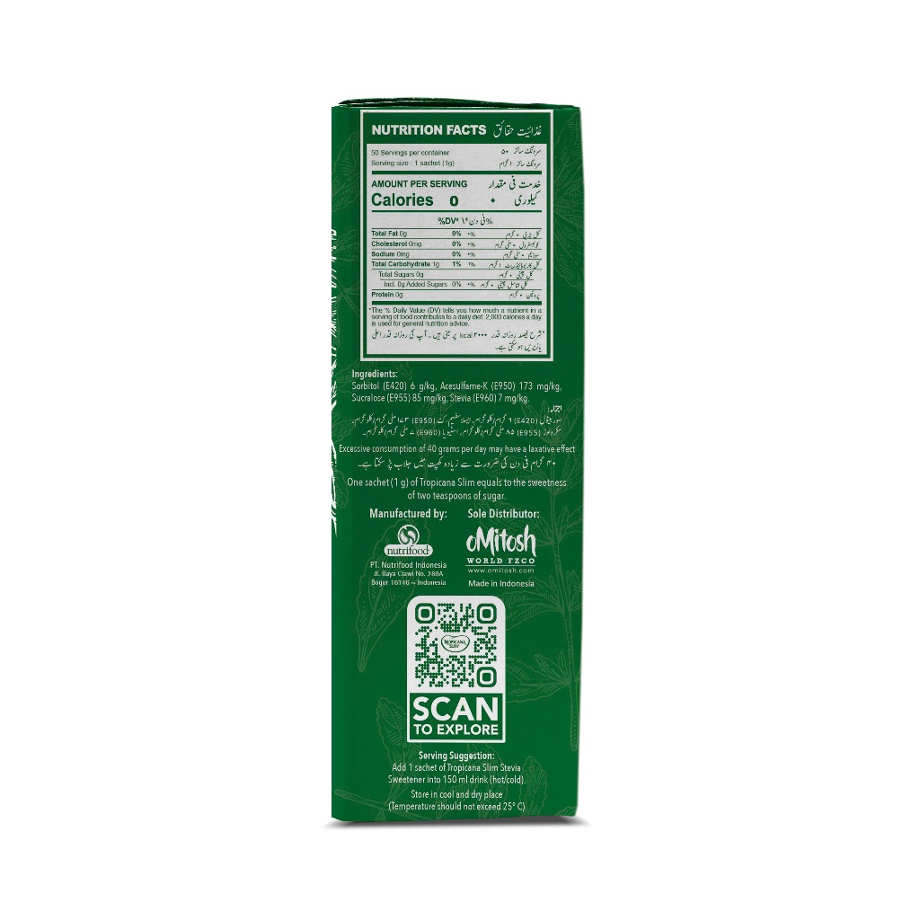 Đường Ăn Kiêng 0calo Lá Cỏ Ngọt Stevia Tropicana Slim 50g, Ăn kiêng Tiểu Đường/Healthy/ Eat Clean..