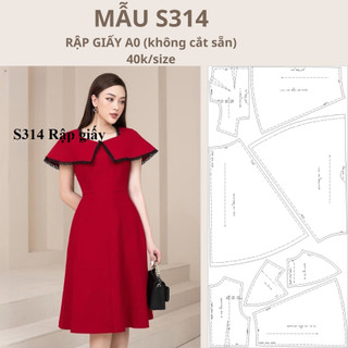 Rập giấy a0 váy xoè 2 lớp mã s314