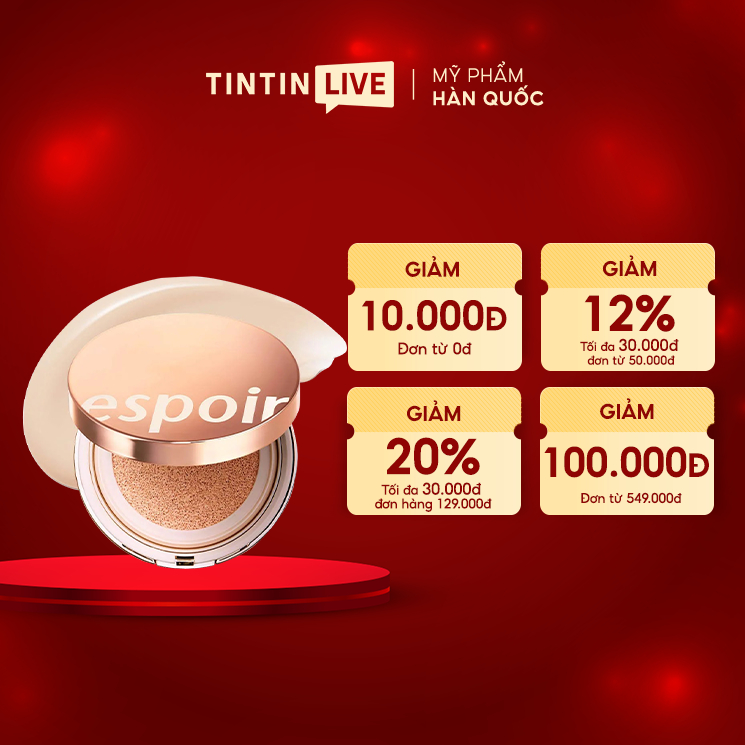 Phấn Phủ Nước espoir Pro Tailor Be Glow Cushion SPF42 PA++ - Phấn Phủ Kiềm Dầu Dạng Nước Che Khuyết Điểm Cao