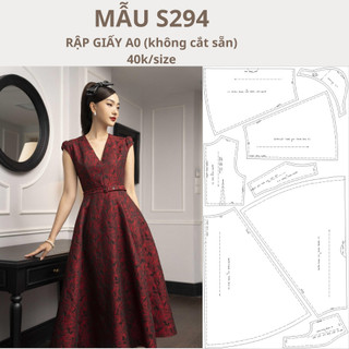 Rập giấy a0 đầm xoè 2 lớp mã s294