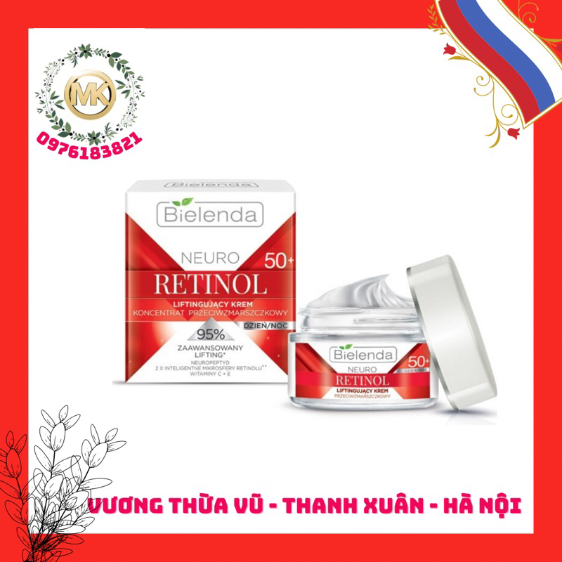 Kem dưỡng Bielenda Neuro Retinol Lifting Anti-w Face Cream Concentrate 50+ dưỡng ẩm, trẻ hoá, nâng cơ da 50ml Ba lan