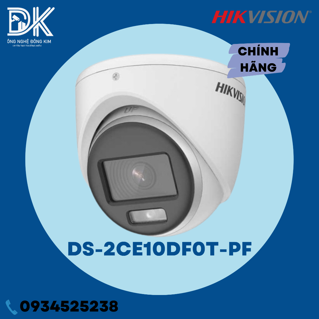 Camera analog TVI colorVu, có màu ban đêm 2 MP HIKVISION DS-2CE70DF0T-PF (chính hãng Hikvision Việt Nam)Hàng chính