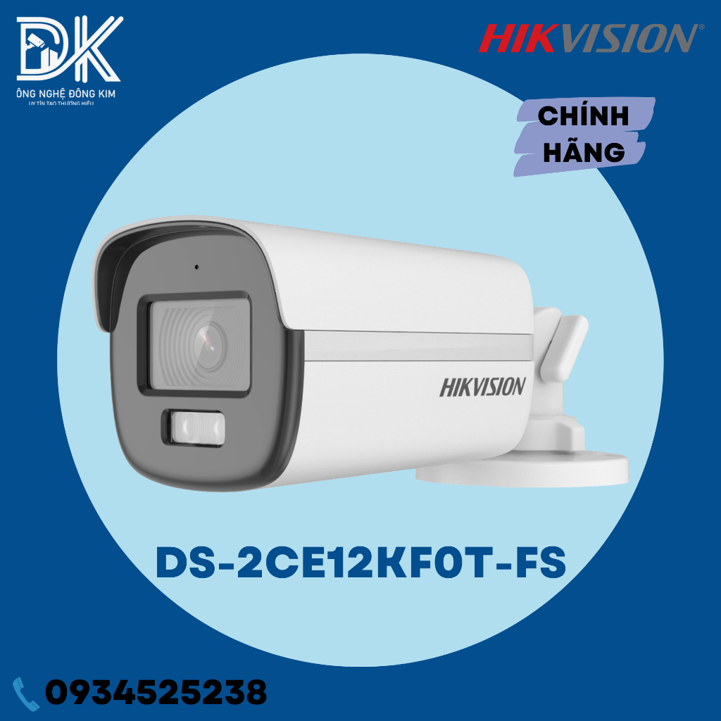 Camera HD-TVI 4 in 1 HIKVISION DS-2CE12KF0T-FS 3K ColorVu Camera HDTVI có màu ban đêm 5MP