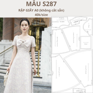 Rập giấy a0 đầm cổ vuông 2 lớp mã s287