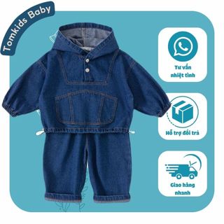 Bộ bò cho bé trai dài tay tomkids, sét jeans bé trai, bộ quần áo bé trai, quần áo bé trai hàn quốc