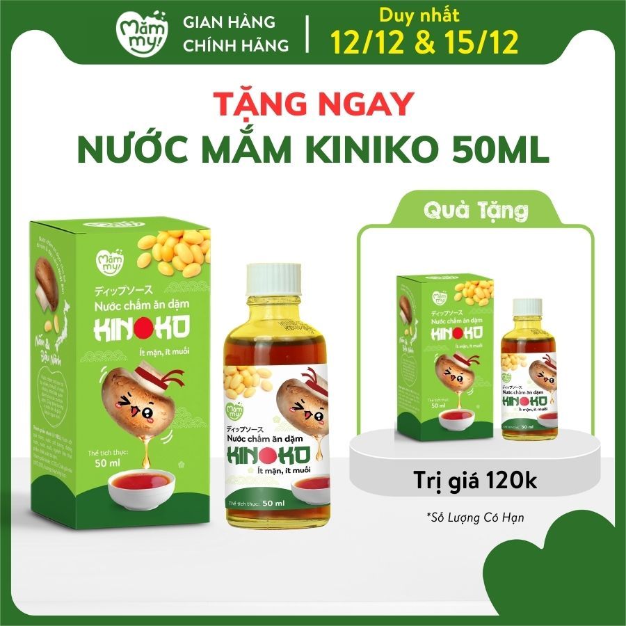 Nước mắm ăn dặm Kinoko Mămmy cho bé trên 6 tháng làm từ nấm giúp bé ăn ngon ít muối, chai nhỏ giọt, 50ml