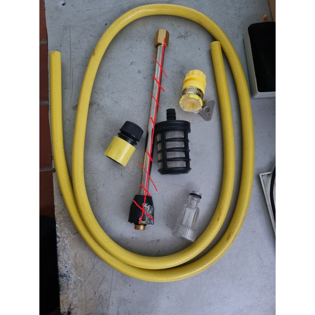 Bộ khớp nối nhanh cho máy rửa xe (cút vàng, trắng, đầu lọc rác, khóa dây) tặng dây hút nước đầu vào
