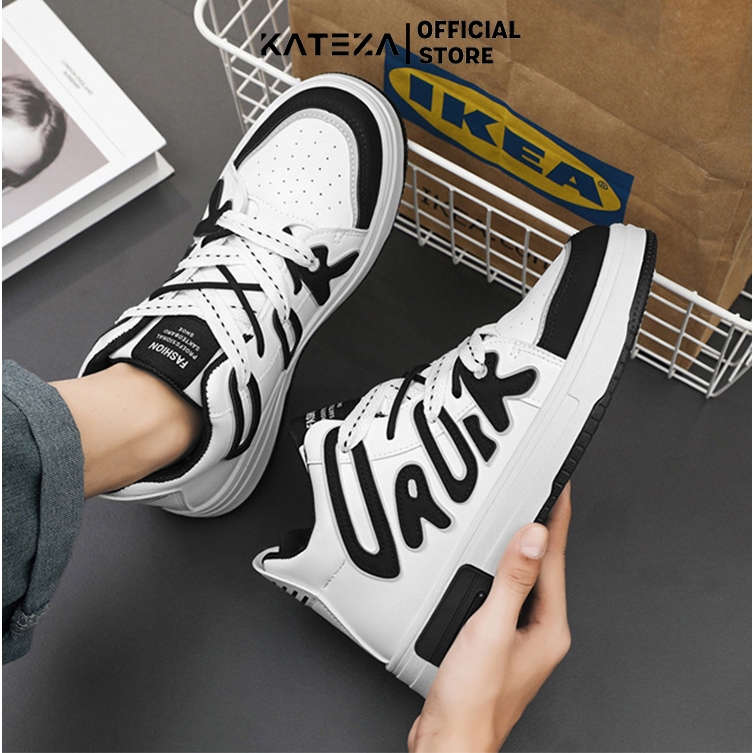 Giày Thể Thao Sneaker Nam KATEZA96 cổ thấp và cổ cao buộc dây 2 màu trắng đen cá tính năng động và trẻ trung