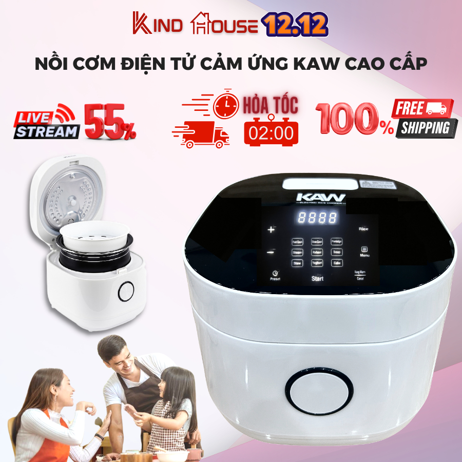 Nồi Cơm Điện Kaw 1,2L, Công Suất 500w, Bảo Hành 12 tháng