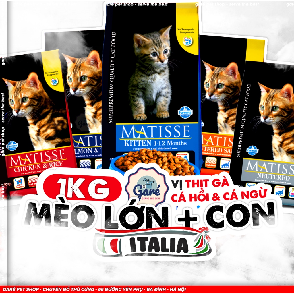 ZIP - Hạt Mèo Matisse Kitten, Indoor Farmina Mèo con Mèo trưởng thành nhập Ý Garé Pet Shop