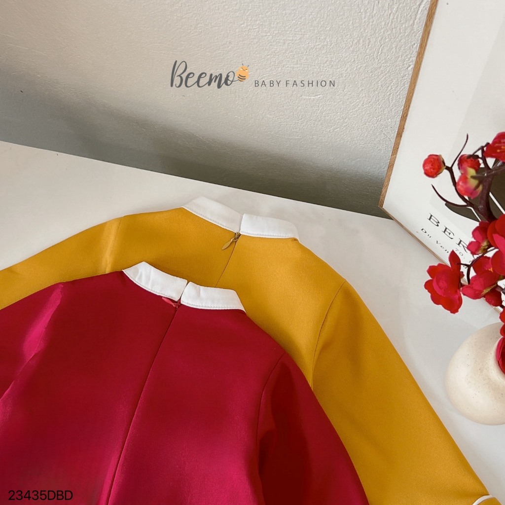 Set bộ áo dài Beemo  xẻ tà phối thân thêu rồng cho bé trai vải siêu nhẹ mặc sự kiện, tết 23435DBD