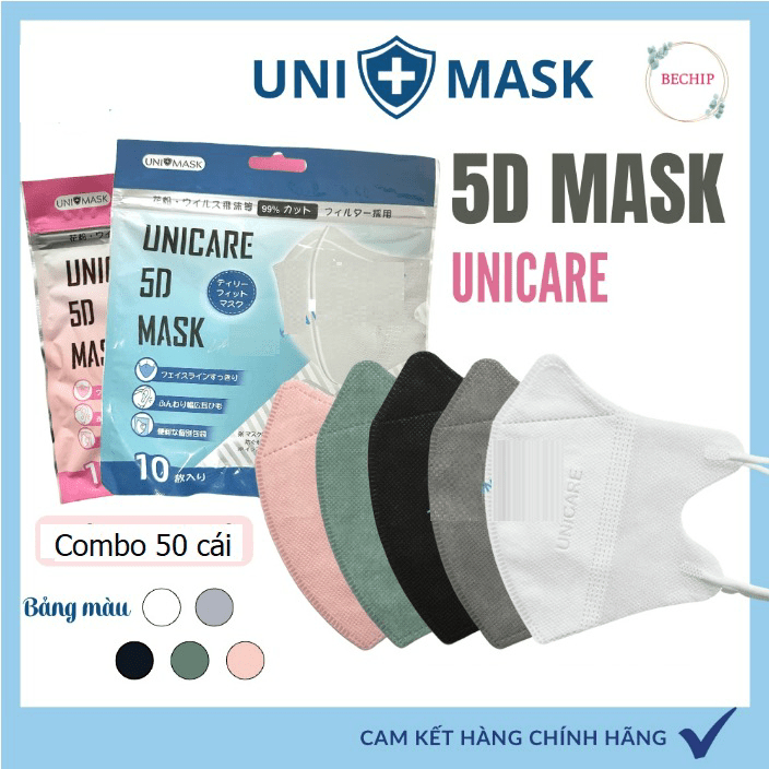 [GIFT] Túi 10 Cái Khẩu Trang 5D UNI CARE 3 Lớp Kháng Khuẩn, Chống Bụi Mịn Hàng Cao Cấp (Màu ngẫu nhiên)