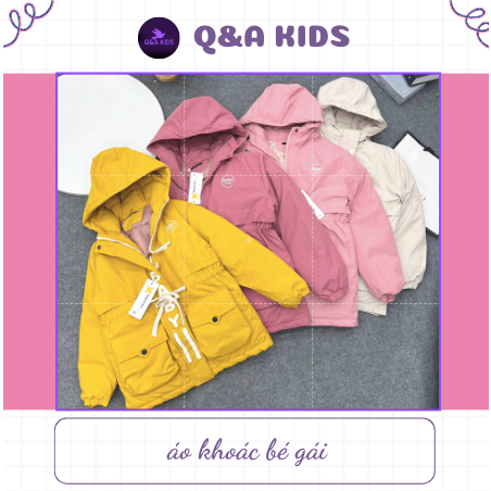 áo khoác phao parka dày ấm áp cho bé gái từ 25-35kg
