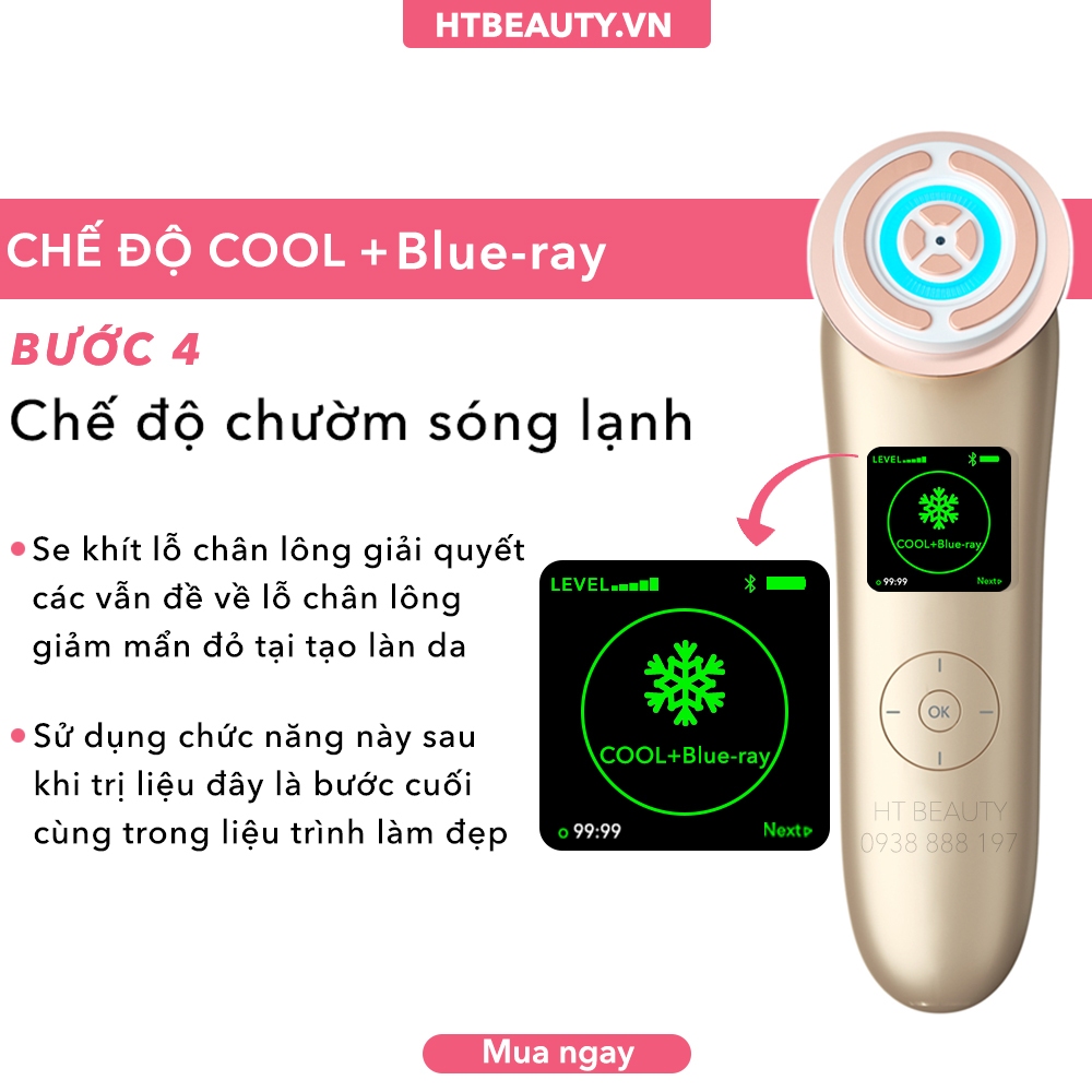 Máy nâng cơ mặt đẩy tinh chất trẻ hoá da thông minh Nanotime F81E HT Beauty, làm sạch sâu, kết nối app thông minh