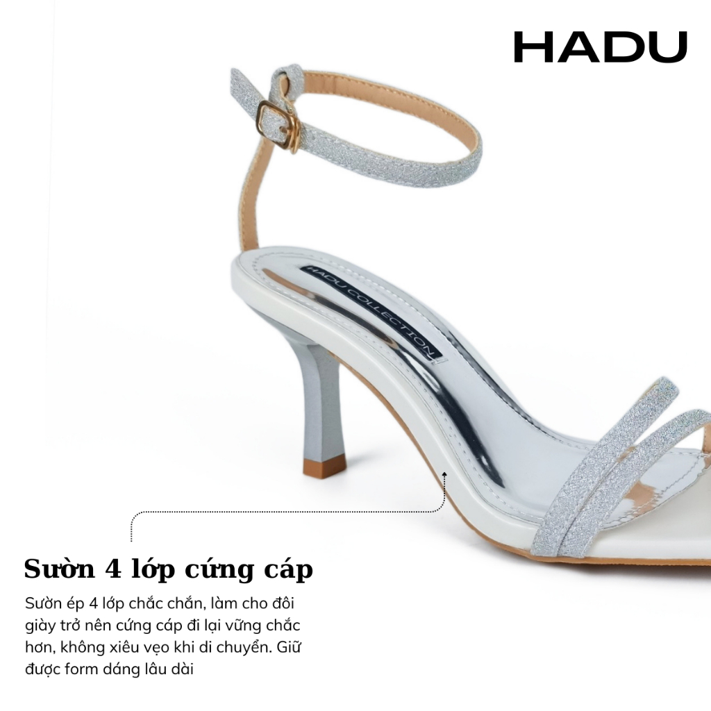 Giày Sandal Cao Gót 7P COCO Kim Tuyến HADU L7121 Da Cao Cấp Chính Hãng Bảo Hành 24T