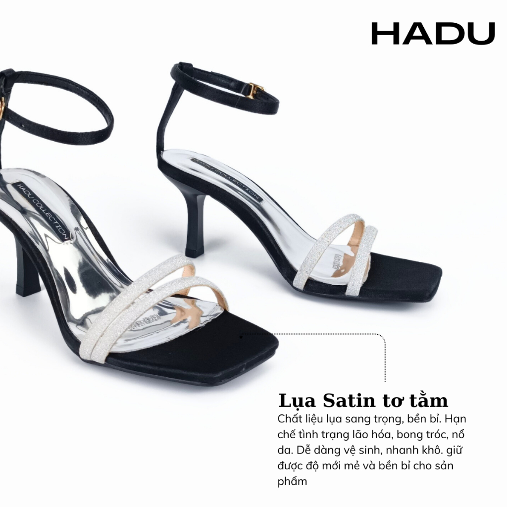 Giày Sandal Cao Gót 7P COCO Kim Tuyến HADU L7121 Da Cao Cấp Chính Hãng Bảo Hành 24T