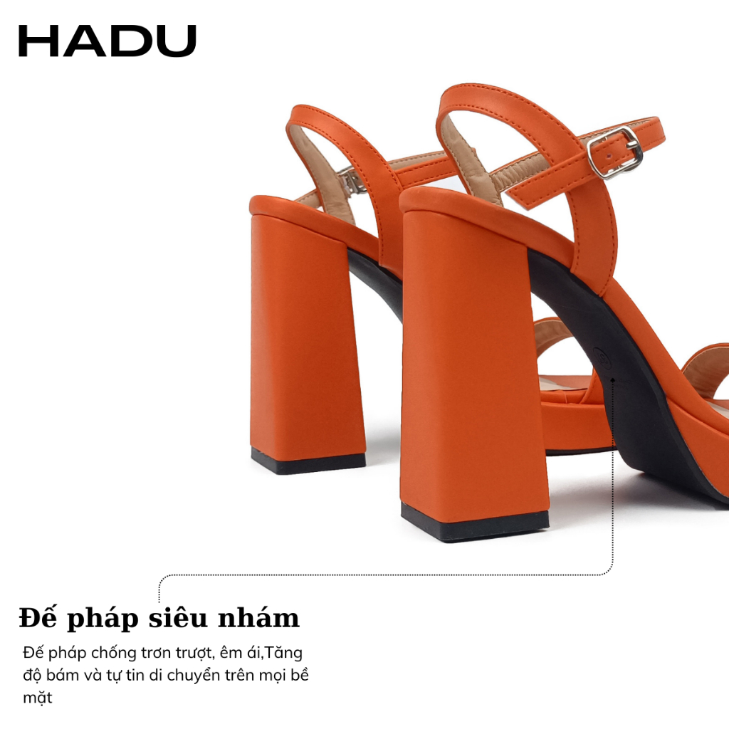 Giày Sandal Cao 12P Gót Vuông Colomo HADU M1021 Quai Ngang Đúp Trước 3P, BH 24 Tháng