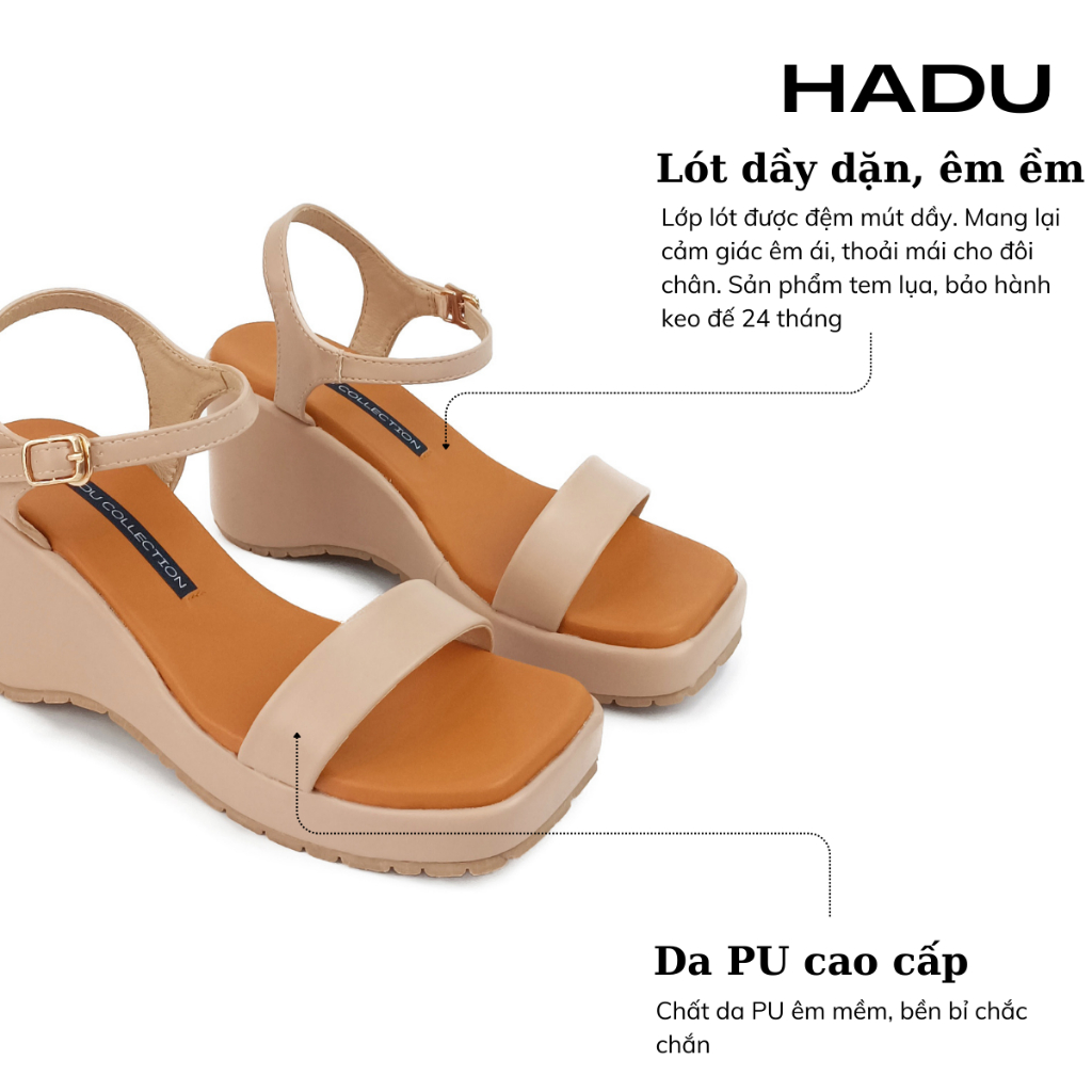 Giày Sandal Đế Xuồng 8P Quai Ngang Tamira HADU MX15 Đệm Mút Siêu Êm Ái, BH 24 Tháng