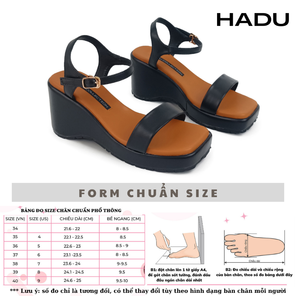 Giày Sandal Đế Xuồng 8P Quai Ngang Tamira HADU MX15 Đệm Mút Siêu Êm Ái, BH 24 Tháng