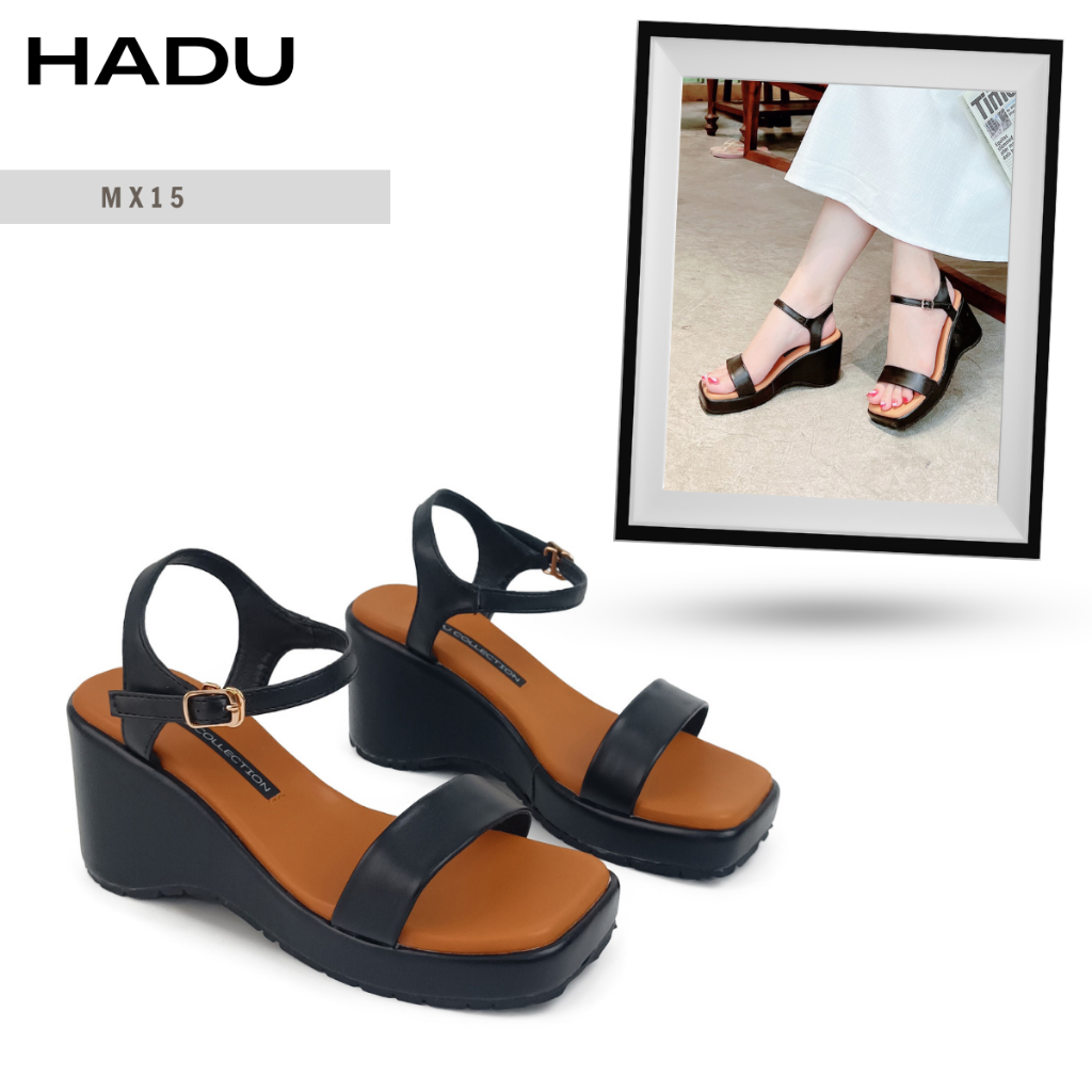 Giày Sandal Đế Xuồng 8P Quai Ngang Tamira HADU MX15 Đệm Mút Siêu Êm Ái, BH 24 Tháng