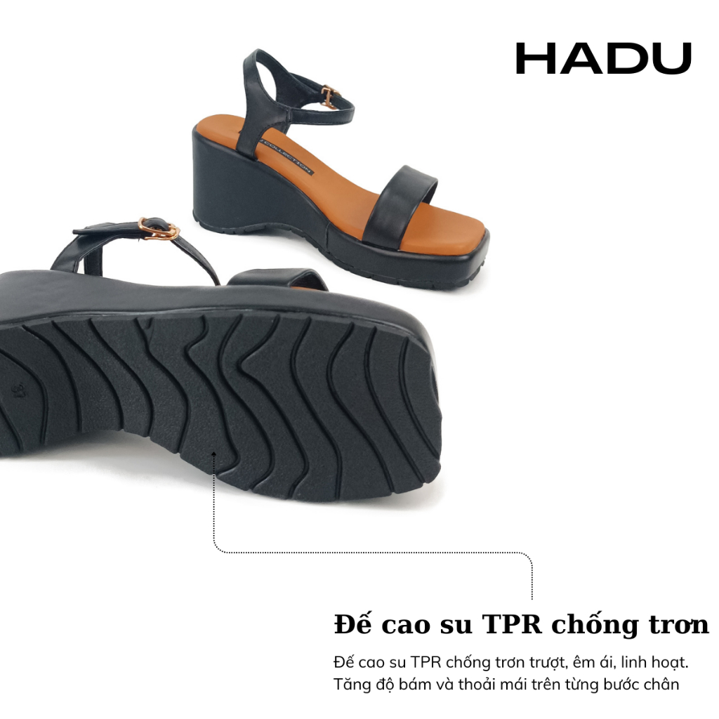 Giày Sandal Đế Xuồng 8P Quai Ngang Tamira HADU MX15 Đệm Mút Siêu Êm Ái, BH 24 Tháng