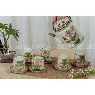 Ấm chén bát tràng, bình trà ấm pha trà gốm sứ bát tràng bộ ấm tích 1.5l cực đẹp gốm sứ chuẩn bát tràng