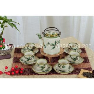 Ấm chén bát tràng, bình trà ấm pha trà gốm sứ bát tràng bộ ấm tích 500ml và 700ml cực đẹp gốm sứ chuẩn bát tràng