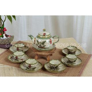 Ấm chén bát tràng, bình trà ấm pha trà gốm sứ bát tràng bộ quả hồng dung tích 250ml cực đẹp gốm sứ chuẩn bát tràng