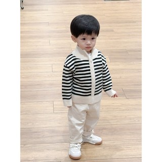 LOẠI 1- Áo khoác len dệt kim họa tiết kẻ sọc cho bé trai và bé gái 11- 30kg hàng qc đẹp