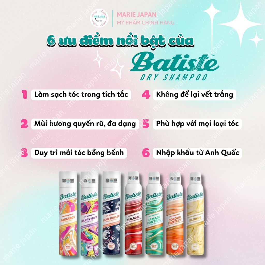 Dầu gội khô Batiste Dry Shampoo Chính Hãng